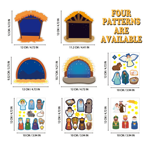 Cartoon Nativity Scene Stickers for Christmas Tree 2