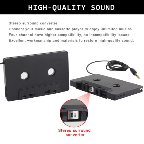 3.5mm AUX Cassette Adapter 1m Adjustable Cable for Car Home 1