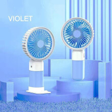 (Blue) Portable Silent Rechargeable Fan With Mobile Phone Holder, Suitable For Carrying Or Placing On The Desktop.