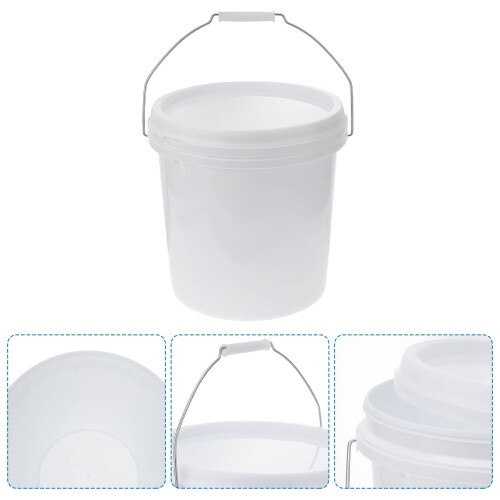 3 Gallon Plastic Bucket White Portable Container with Lid for Storage 1