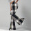 Women's Plaid Flared Pants Dark Gray M 4