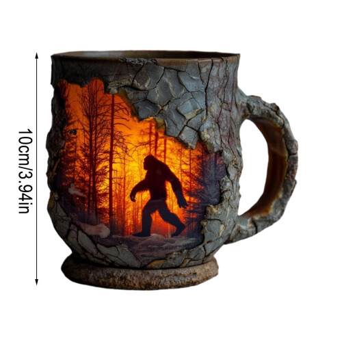 Mug Feu de forêt, thème Sasquatch, style camping vintage 2
