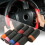 Hand-sewn leather steering wheel cover coffee 38cm 4
