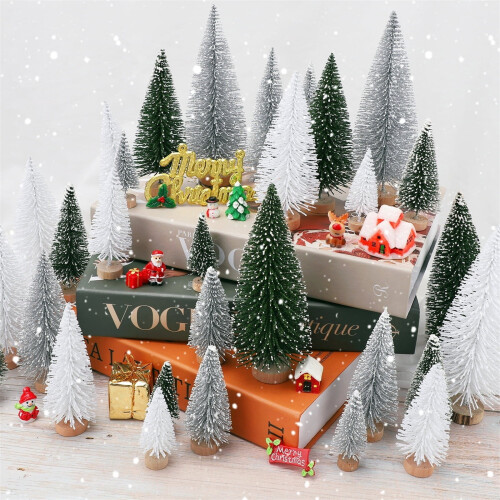 Mini alberi di Natale con base in legno, 30 pezzi 1