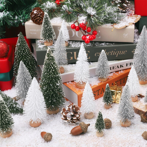 Mini alberi di Natale con base in legno, 30 pezzi 2