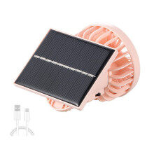 (Pink) Solar-powered Hat Clip Fan, Dual-power Portable Personal Cooling Device, Suitable For Outdoor Activities, Travel And Work