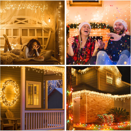 Outdoor Icicle Lights Warm White 32.8 Ft 400 LED 1