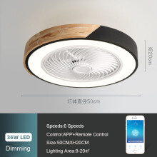 (Black, 220v) 52CM Ceiling Fan Light 220V APP Remote Control Fan Bedroom Restaurant Wooden Ceiling Fan With Light DC Green Ceiling Fan