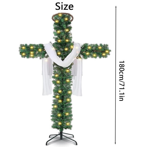 Pre-Lit Christmas Cross Tree 5.91 ft 50 Warm White LEDs 2