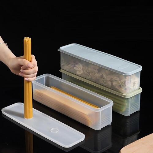 Stackable Clear Crisper Boxes for Fridge – 3PCS Pasta & Produce Organizer, Compatible with Standard Refrigerators 1