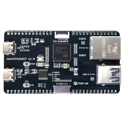 NanoCH32H417 Development Board WCH RISC-V Dual TYPE-C Interface USB 3.0 Super Speed 5Gbps 100Mbps Ethernet Open Source