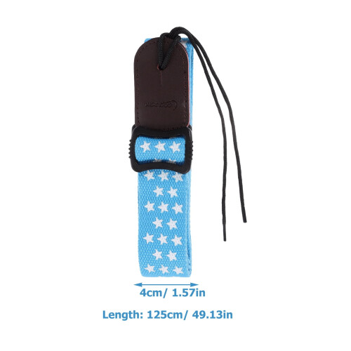 Ukulele Strap Blue Cotton Leather Adjustable 1