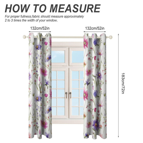 Floral Flower Curtains Eco-Friendly 2 Panel Set 1