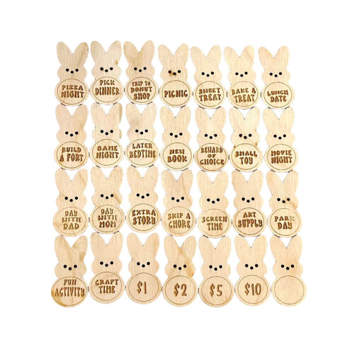 Jetons de récompense Lapin de Pâques colorés (38 pièces) 1
