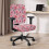 Set van 2 roze bloemen bureaustoelhoezen met elastische stretch 3