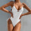 Women's One-Piece Swimsuit White Medium 2
