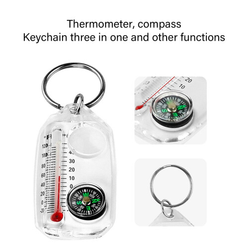 Compass Thermometer Keychain Pocket-Sized 1