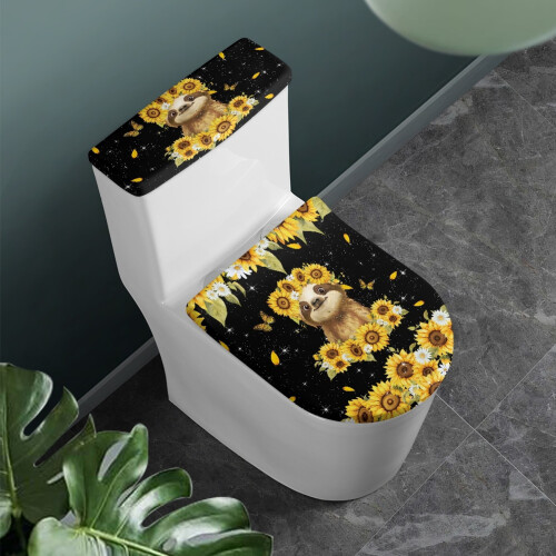 WC-Deckelbezüge-Set mit Sonnenblumenmuster, 2er-Pack, Polyester 1