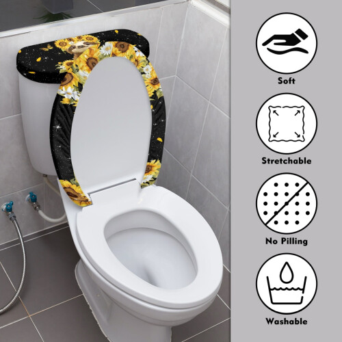 WC-Deckelbezüge-Set mit Sonnenblumenmuster, 2er-Pack, Polyester 2
