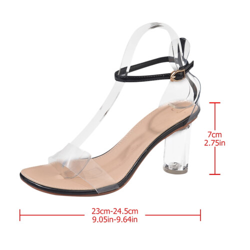 Sorte transparente sandaler med kilehæl til kvinder 1
