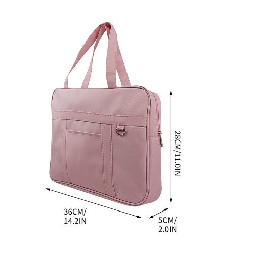 AuroraX File Folder Bag Pink 8.5x11 in with Pockets Zipper 2