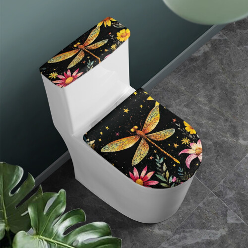 Ensemble de housse de siège de toilette avec étoiles et libellules 1