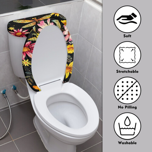 Ensemble de housse de siège de toilette avec étoiles et libellules 2