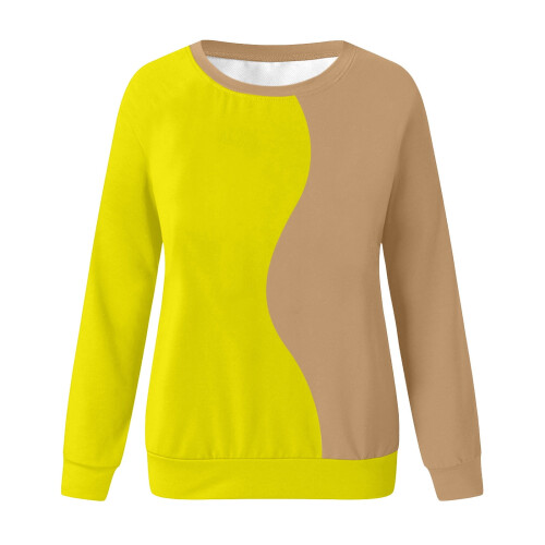 Felpa da donna a blocchi di colore, girocollo, maniche raglan 2