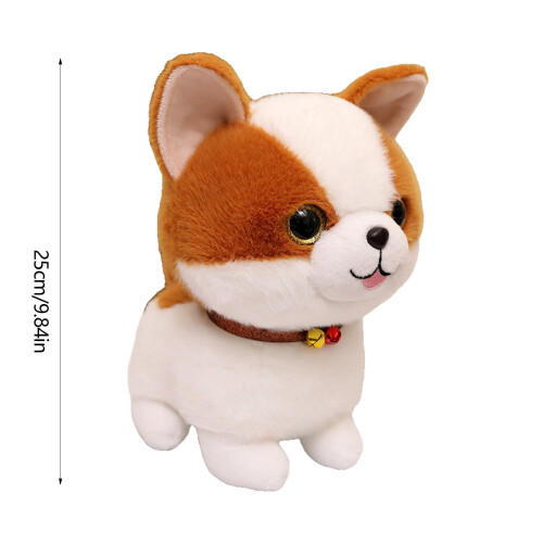 Peluche Chiot debout marron 25 cm, base lestée texturée 2