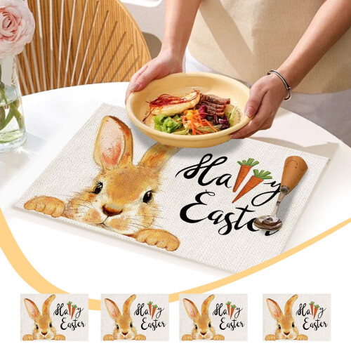 White Easter Placemats Plastic 4-Pack Rustic Vintage 2