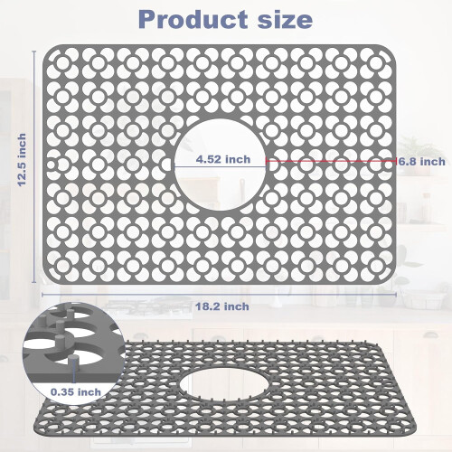 Tapis d'évier en silicone gris 11,5 x 18,2 pouces 2