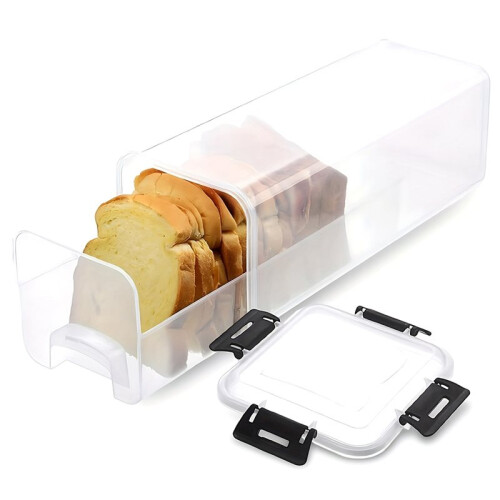 2X Bread Storage Container with Drawer Tray,Plastic Bread Box with Airtight Lid,Loaf Bread Keeper,Bread Holder 2