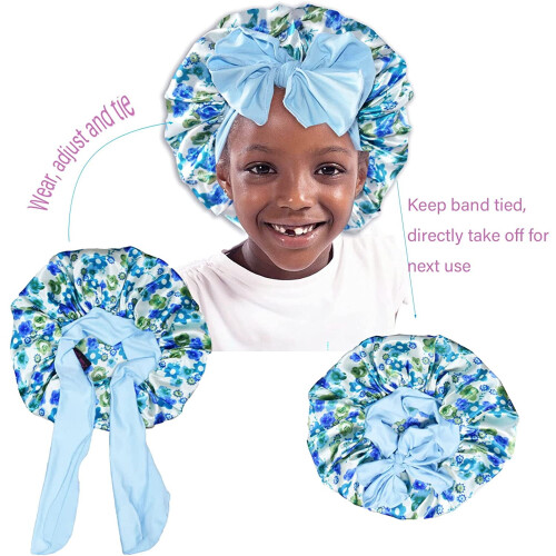 Baby & Kids Silk Satin Bonnet with Adjustable Drawstring 1