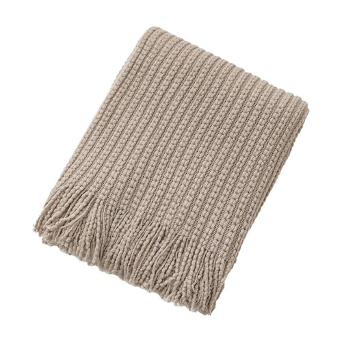 Knitted Throw Blanket with Fringe 50x68 inch 1