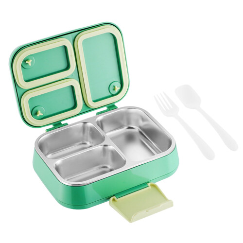 Stainless Steel Lunch Box 3-Compartment Microwave Safe 1