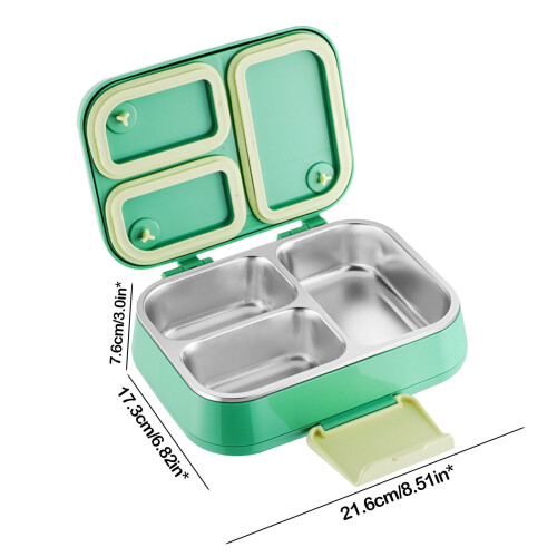 Stainless Steel Lunch Box 3-Compartment Microwave Safe 2