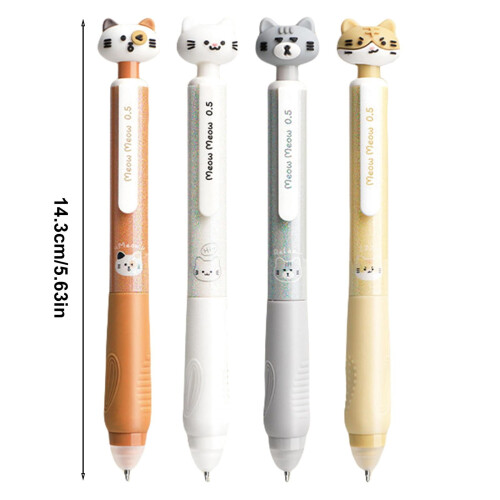 Cute Cat Erasable Gel Pens Black Ink 4pcs 2