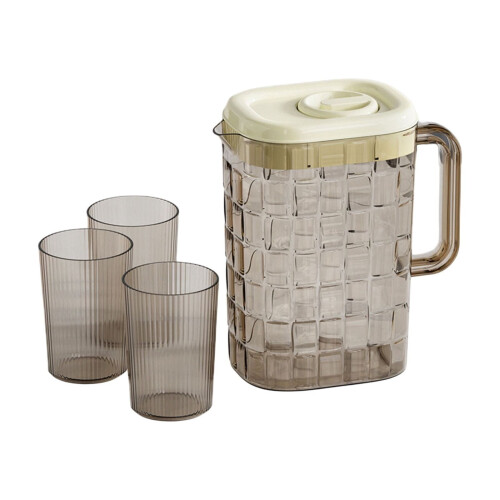Light Luxury Cold Water Kettle 2L Cool White with 3 Cups 1