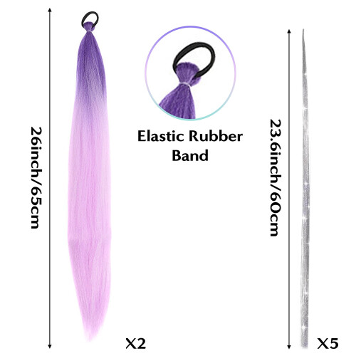 Purple dreadlock wig braid with silver wire hair extension 1