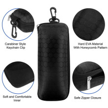 Water-Resistant Sunglasses Case with Clip and Zipper 1 Pack