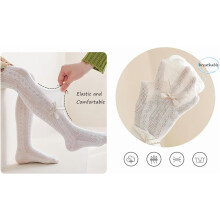 Baby Girls Cotton Tights with Bowknot Mesh Lace