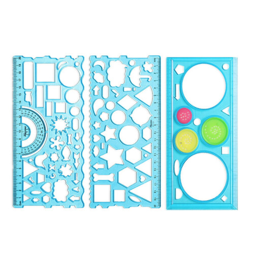 Kids Geometry Drawing Stencils Set Flowers Shapes Ruler 12 1