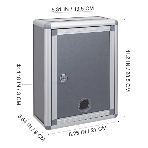 Aluminium Alloy Small Mailbox Grey Lock 1