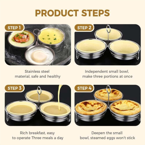 304 Stainless Steel Egg Poacher 3-Cup 1