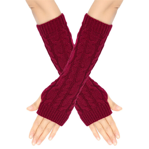 Women's Knitted Arm Warmers with Thumb Hole 1