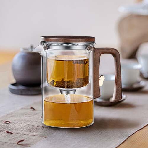 Tetera de cristal con mango de madera e infusor (520 ml) 1