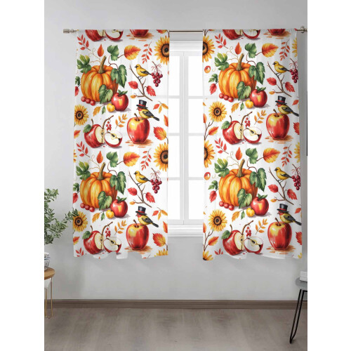 Fall Sheer Curtains Voile 52x72 Inch 2 Panels Pumpkin 1