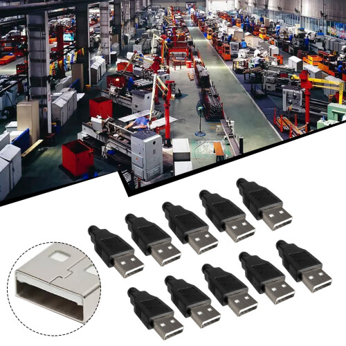 USB 2.0 Type A Male Connector 4-Pin with Plastic Shell 10 2