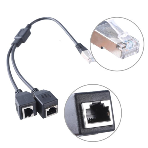RJ45 Ethernet Cable Splitter 1-to-2 LAN Adapter 1