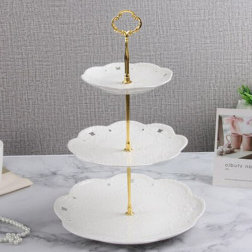 Sunflower Fruit Cake Stand Gold Silver 3 Layers 2